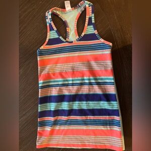Ivivva Lululemon Girls Striped Athletic Racerback Tank Top Shirt Sz 10